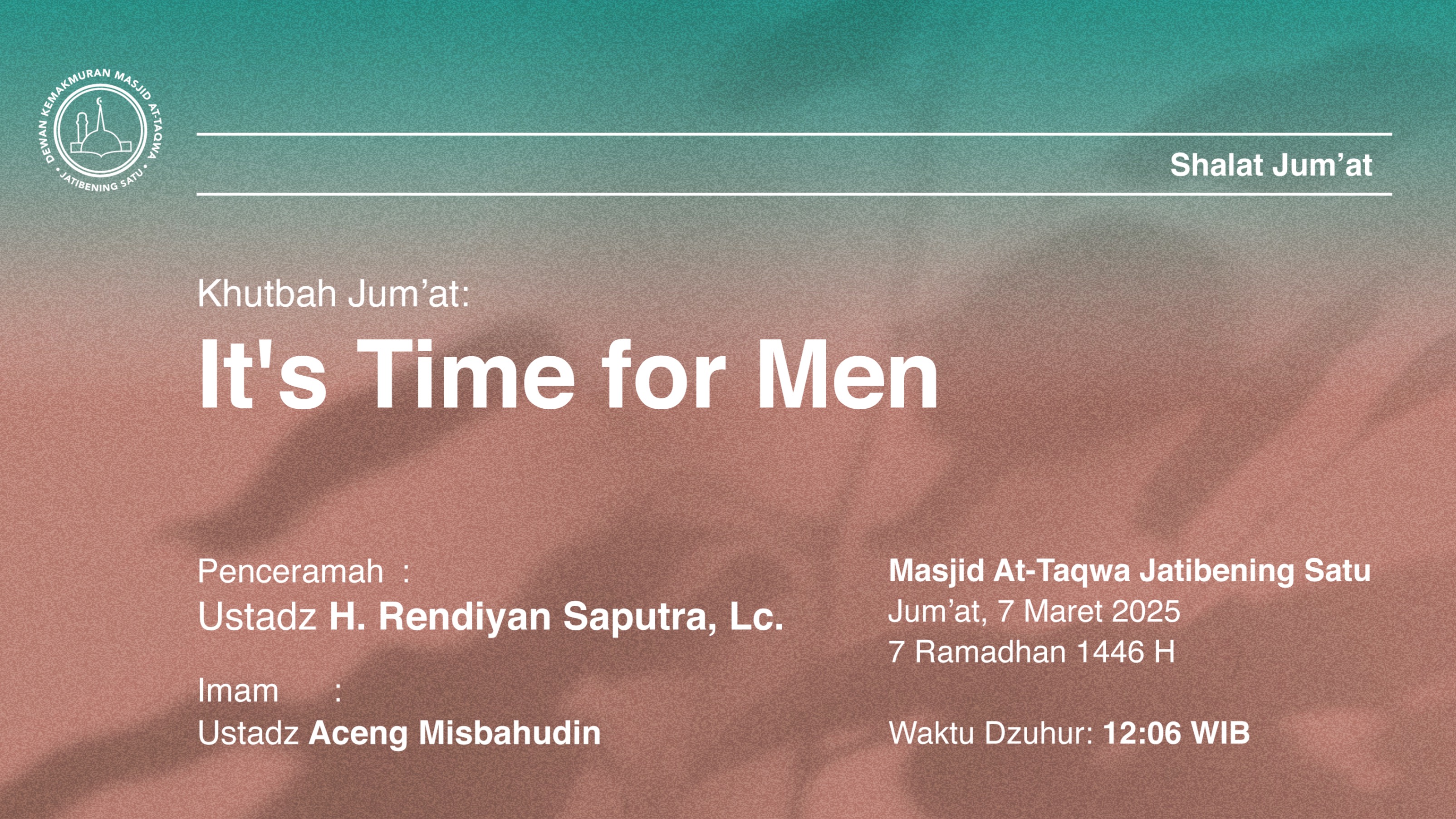 Shalat Jum’at 7 Maret 2025 / 7 Ramadhan 1446 H