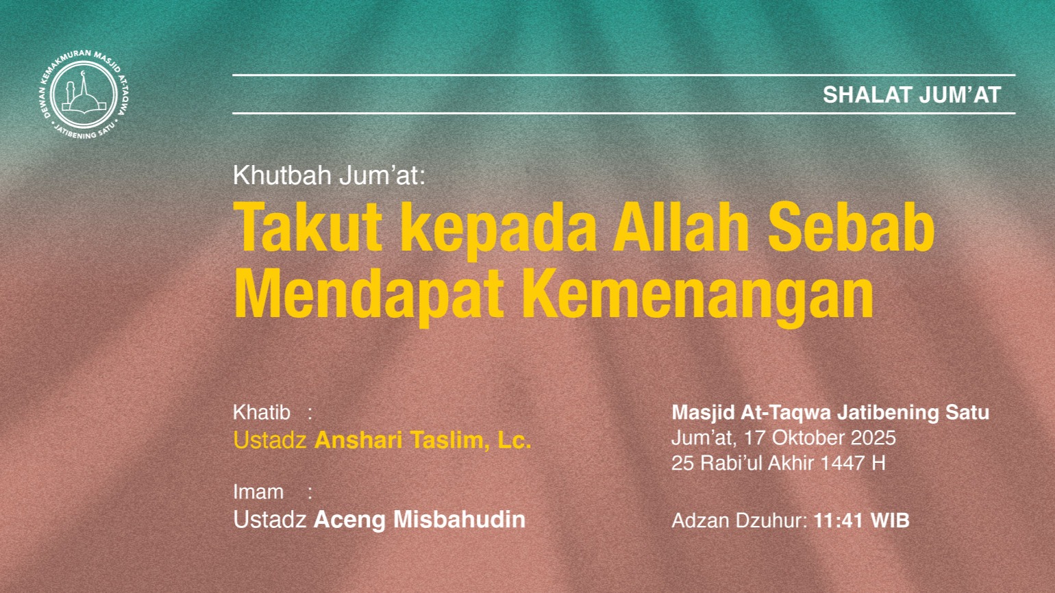 Info Shalat Jum'at 17 Oktober 2025 • 25 Rabi'ul Akhir 1447 H