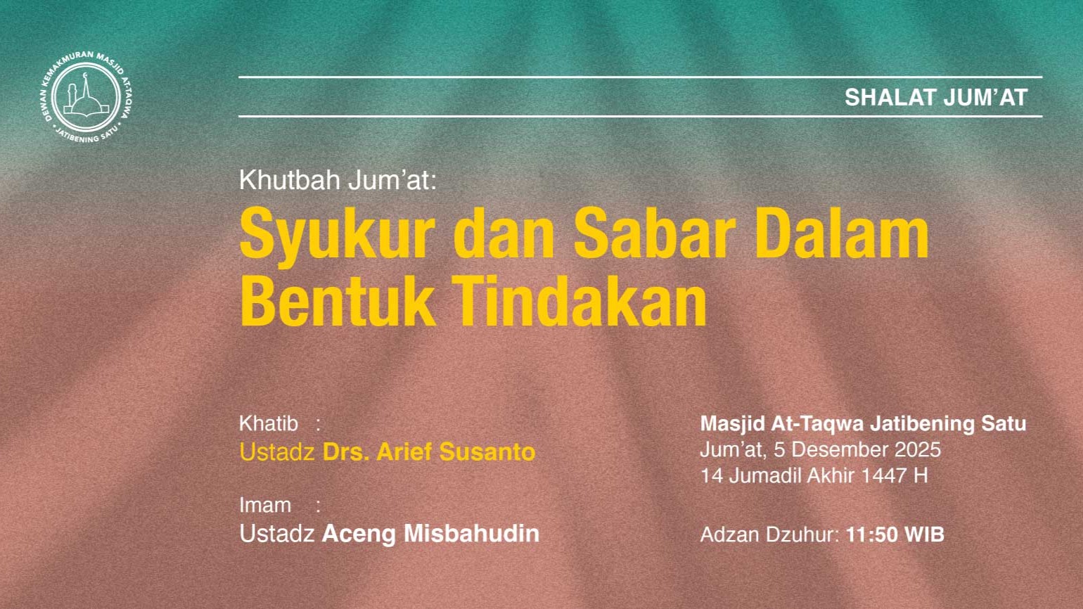 Info Shalat Jum'at 5 Desember 2025 • 14 Jumadil Akhir 1447 H