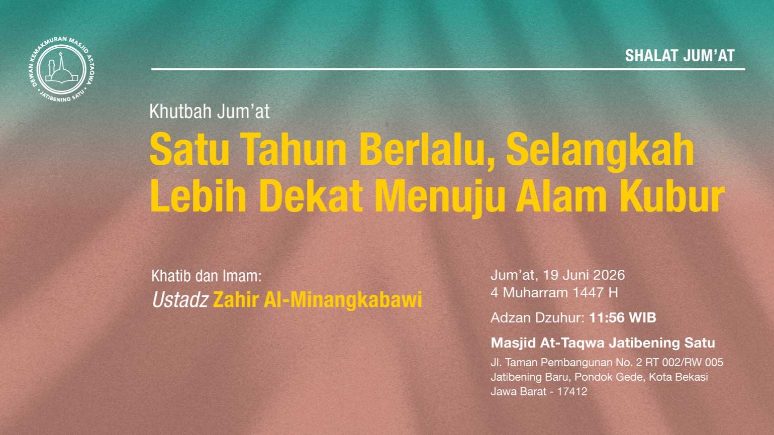 Info Shalat Jumat 19 Juni 2026 • 4 Muharram 1447 H