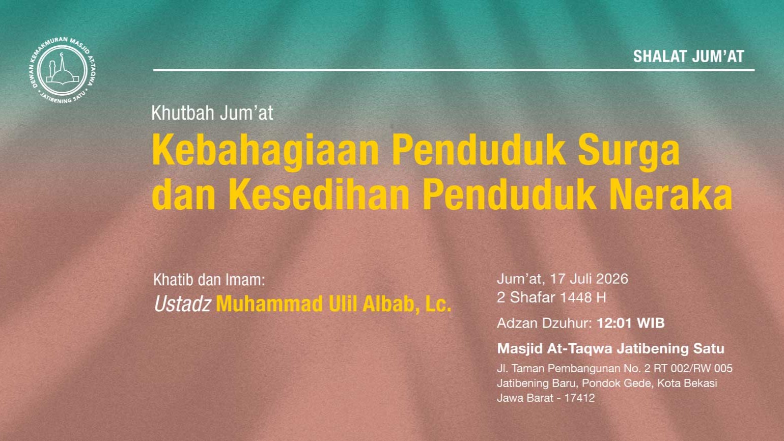 Info Shalat Jumat 17 Juli 2026 • 2 Shafar 1447 H